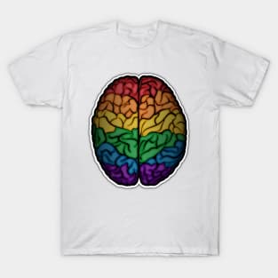 Large LGBTQ Pride Rainbow Brain Vector T-Shirt